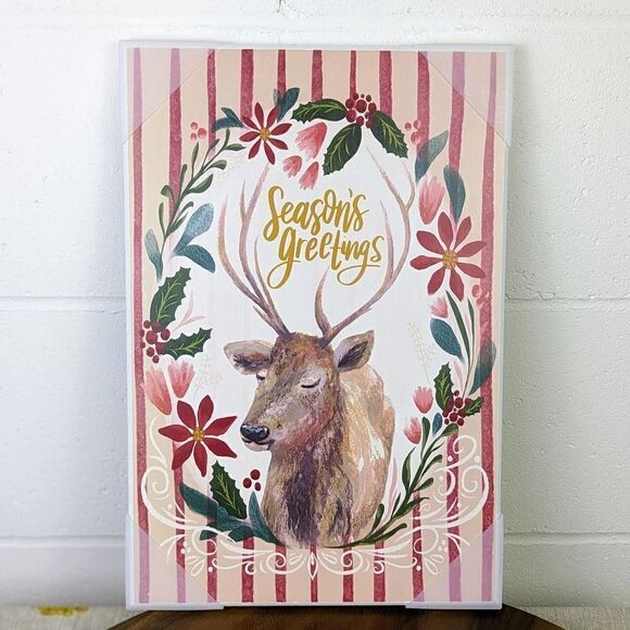 Seasons Greetings Wooden Wall Art Holiday Decor 10x15 - Picture 1 of 6